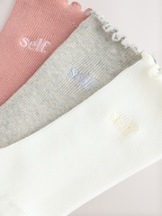 Pink/cream/grey - Pacote de meias bordadas com debrum de alface 3 - Imagem 5 de 6