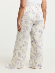 Simply Be Cream Tie Waist Wide Leg Linen Trousers - Image 2 of 5