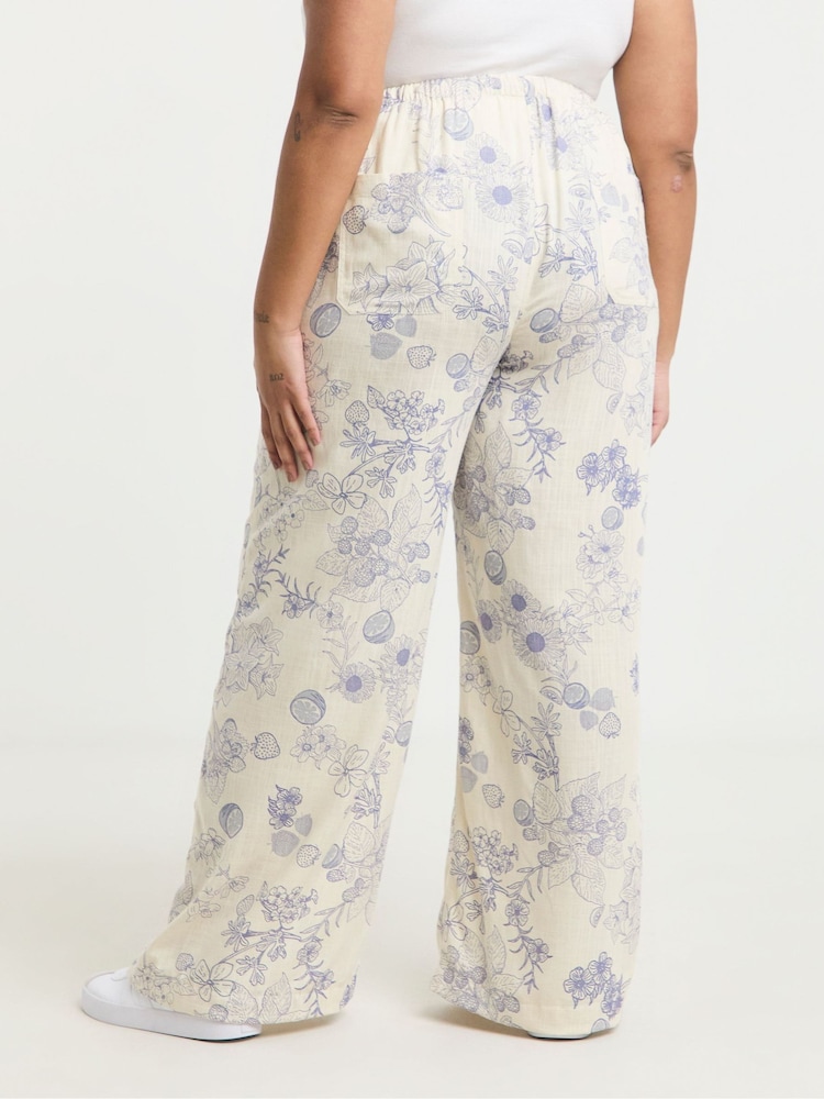 Simply Be Cream Tie Waist Wide Leg Linen Trousers - Image 2 of 5