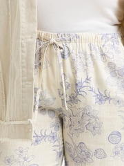Simply Be Cream Tie Waist Wide Leg Linen Trousers - Image 3 of 5