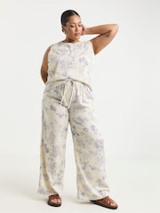 Simply Be Cream Tie Waist Wide Leg Linen Trousers - Image 5 of 5