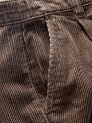 Tan Brown Regular Tapered Fit Corduroy Single Pleated Trousers - Image 3 of 3