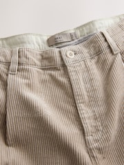 Ecru Regular Tapered Fit Corduroy Single Pleated Trousers - Image 8 of 10