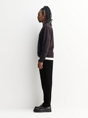 Black Regular Tapered Fit Corduroy Single Pleated Trousers - Image 3 of 10