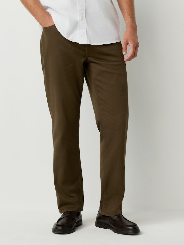 Tan Brown Slim Fit 5 Pocket Soft Touch Trousers - Image 1 of 10 Tan Brown Slim Fit 5 Pocket Soft Touch Trousers - Image 1 of 10