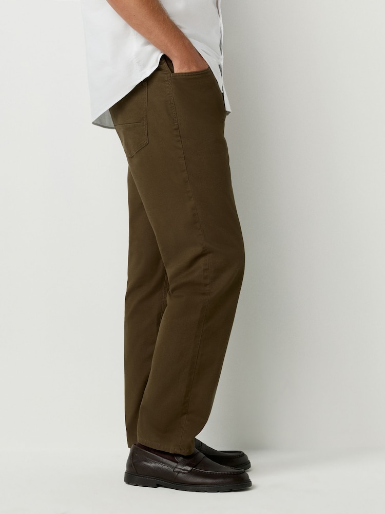Tan Brown Slim Fit 5 Pocket Soft Touch Trousers - Image 2 of 10 Tan Brown Slim Fit 5 Pocket Soft Touch Trousers - Image 2 of 10