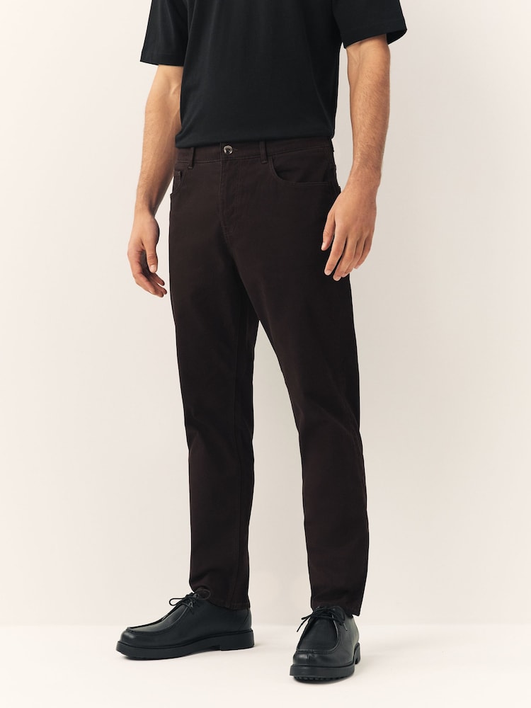 Dark Burgundy Slim Fit 5 Pocket Soft Touch Trousers - Image 1 of 10 Dark Burgundy Slim Fit 5 Pocket Soft Touch Trousers - Image 1 of 10