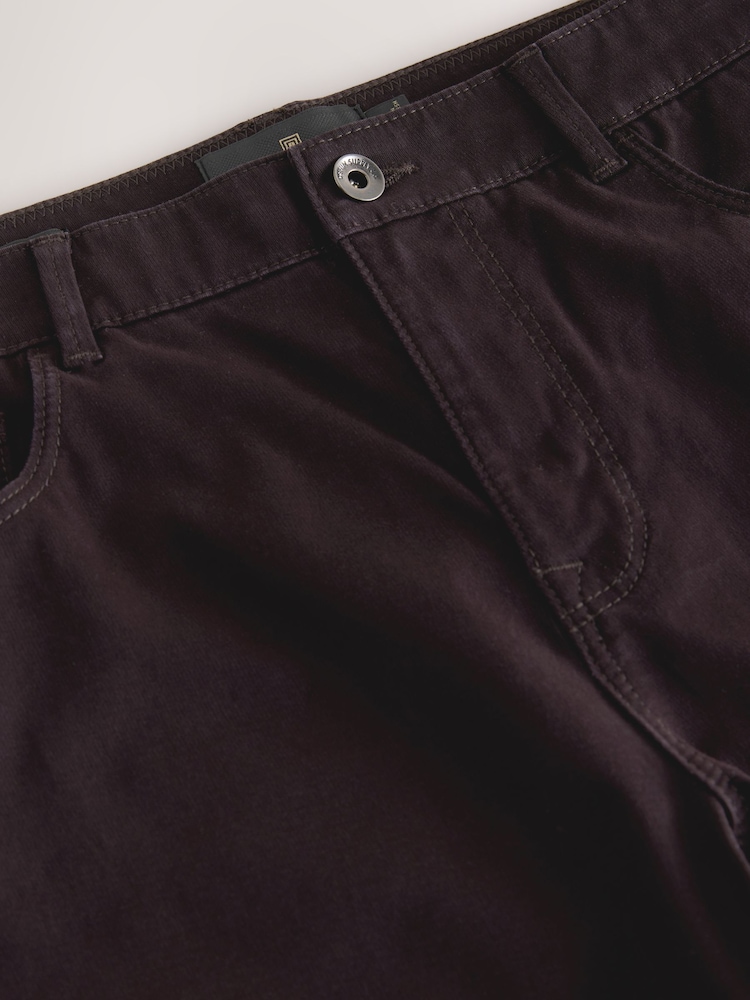 Dark Burgundy Slim Fit 5 Pocket Soft Touch Trousers - Image 2 of 5