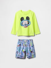 Gap Yellow Mickey Mouse Disney Rash Guard Swim Two Piece (6mths-5yrs) - Image 1 of 2