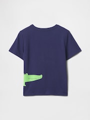 Темно-синий с принтом "крокодил" - Gap Short Sleeve Graphic T-Shirt (4-13yrs) - Image 2 of 2