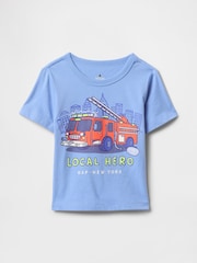 Gap Blue Fire Truck Short Sleeve Graphic T-Shirt (4-13yrs) - Image 1 of 2