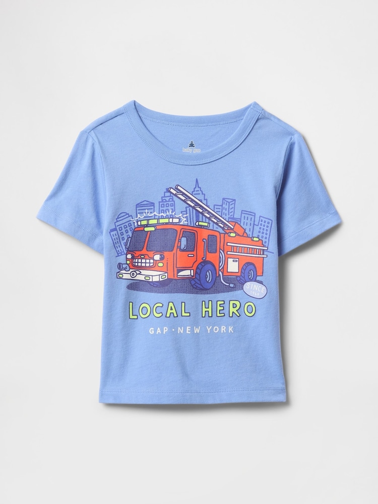 Gap Blue Fire Truck Short Sleeve Graphic T-Shirt (4-13yrs) - Image 1 of 2