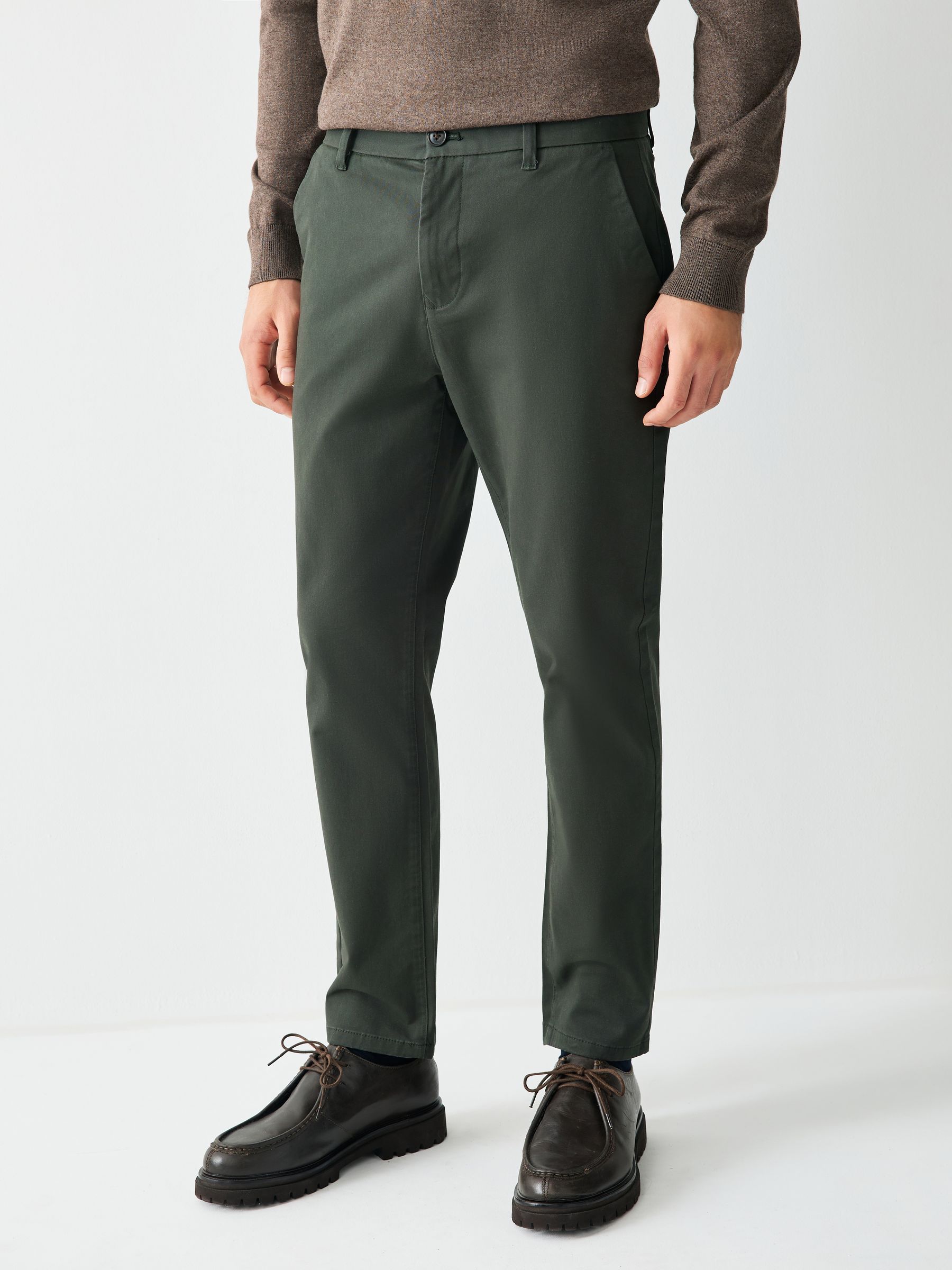 Buy Dark Green Slim Fit Stretch Chinos Trousers from Next USA