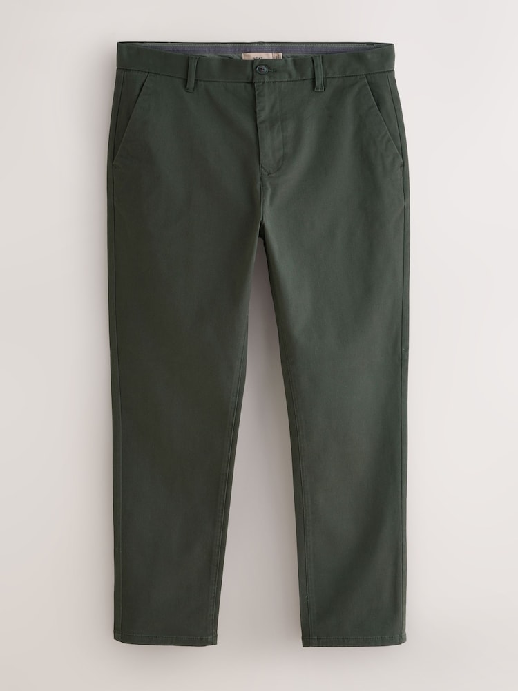 Buy Dark Green Slim Fit Stretch Chinos Trousers from Next USA