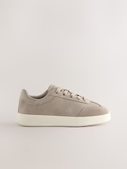 Neutral Suede Lace Up Smart Trainers - Image 2 of 5