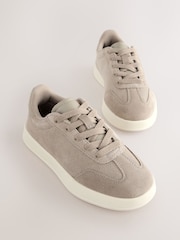 Neutral Suede Lace Up Smart Trainers - Image 4 of 5
