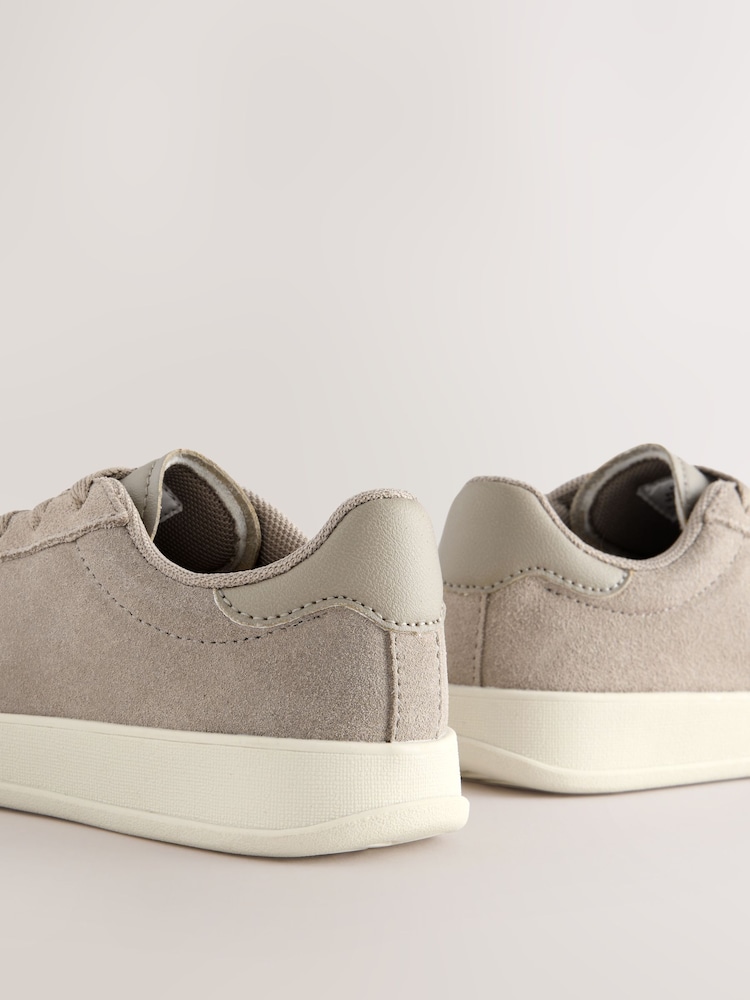 Neutral Suede Lace Up Smart Trainers - Image 5 of 5