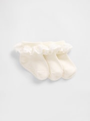 Gap Cream 3 Pack Ruffle Socks (Newborn-24mths) - Image 1 of 1