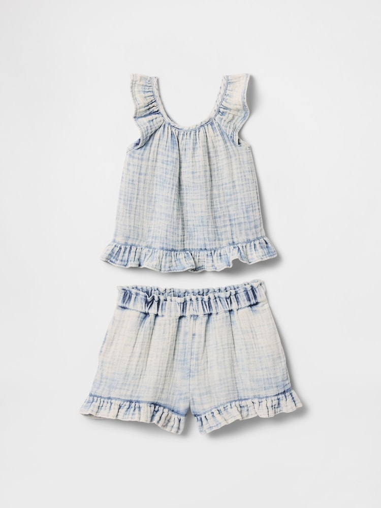 Gap Blue Crinkle Gauze Denim Ruffle Set (6mths-5yrs) - Image 1 of 3