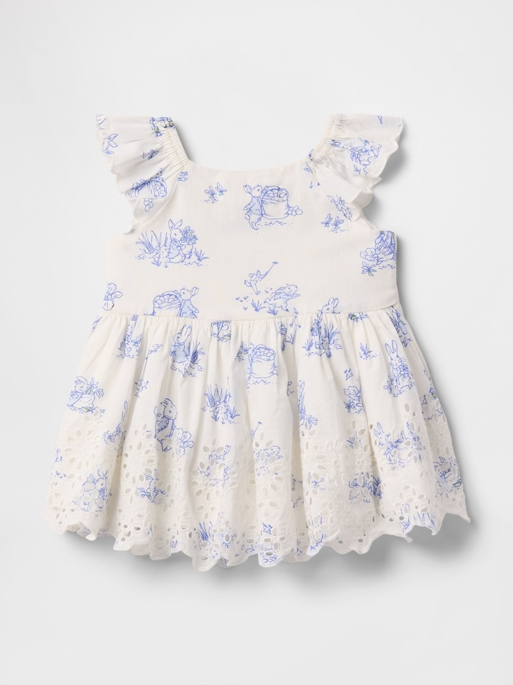 Gap White Floral Peter Rabbit Eyelet Dress (Newborn-24mths) - Image 1 of 2