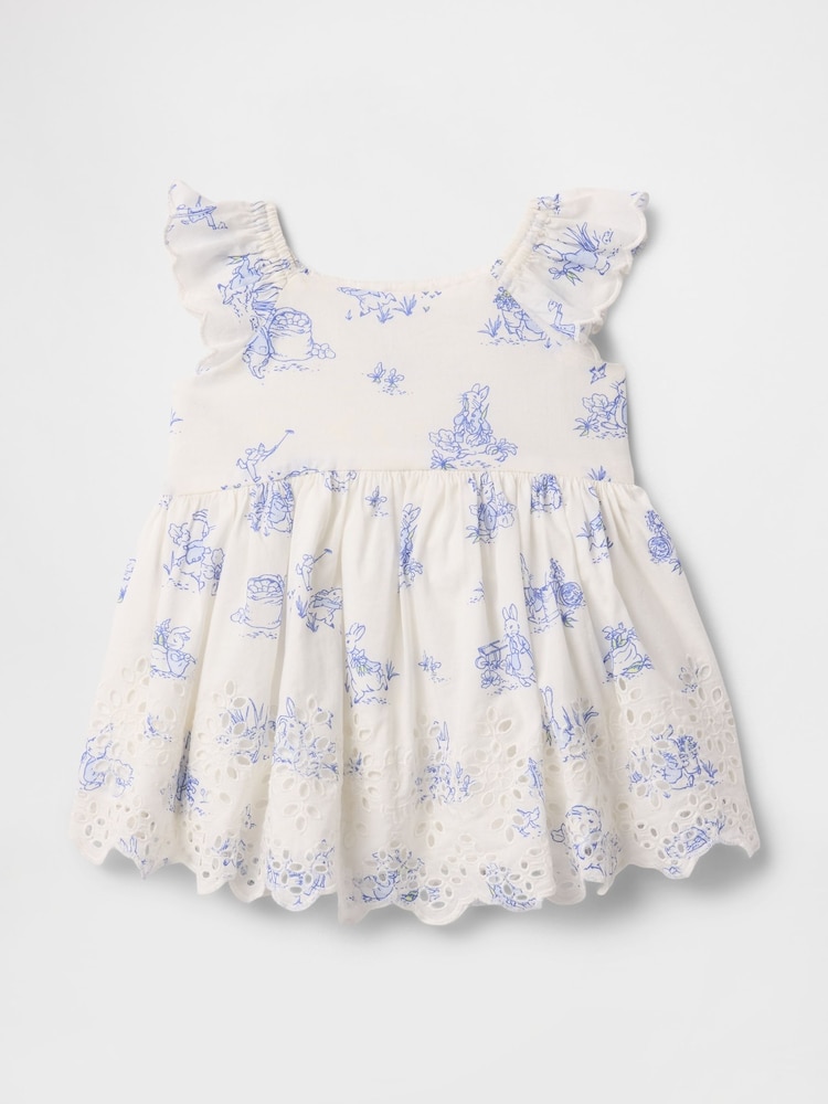 Gap White Floral Peter Rabbit Eyelet Dress (Newborn-24mths) - Image 2 of 2