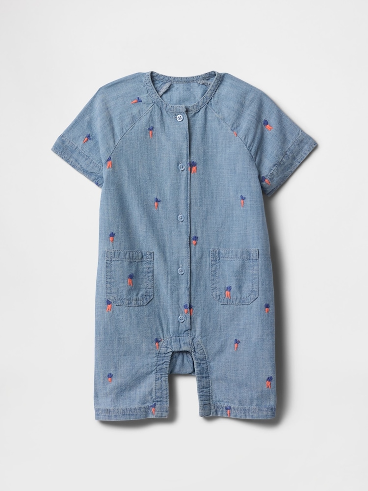 Gap Blue Baby Peter Rabbit Chambray Shorty One Piece (Newborn-24mths) - Image 2 of 4