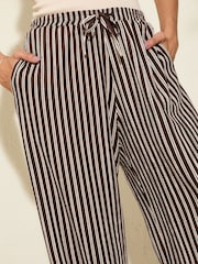 Friends Like These Chocolate Stripe Crinkle Jersey Wide Leg Trousers - Image 3 of 5