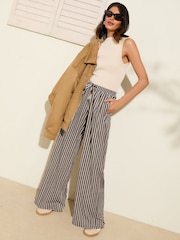 Friends Like These Chocolate Stripe Crinkle Jersey Wide Leg Trousers - Image 4 of 5