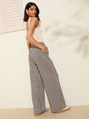 Friends Like These Chocolate Stripe Crinkle Jersey Wide Leg Trousers - Image 5 of 5