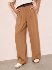 Friends Like These Mocha Stripe Elasticated Waist Trousers - Image 2 of 4
