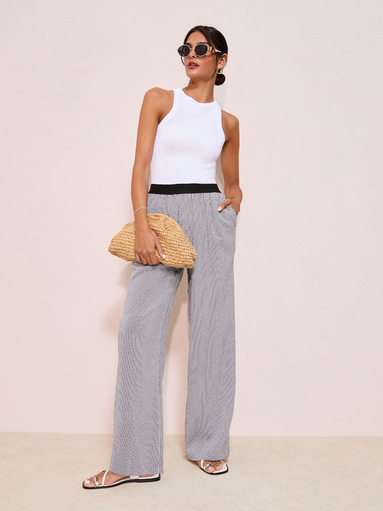 Friends Like These Black Gingham Elasticated Waist Trousers - Image 1 of 4