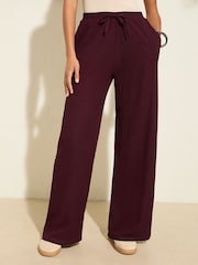 Friends Like These Burgundy Red Crinkle Jersey Wide Leg Trousers - Image 3 of 4
