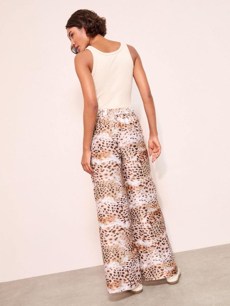 Friends Like These Animal Satin Palazzo Trousers - Image 4 of 4 Friends Like These Animal Satin Palazzo Trousers - Image 4 of 4