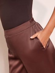 Friends Like These Brown Palazzo Super Wide Leg Satin Trousers - Image 2 of 4