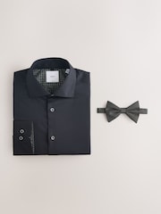 Black/Gold Slim Fit Occasion Shirt and Bow Tie Pack - Image 7 of 9