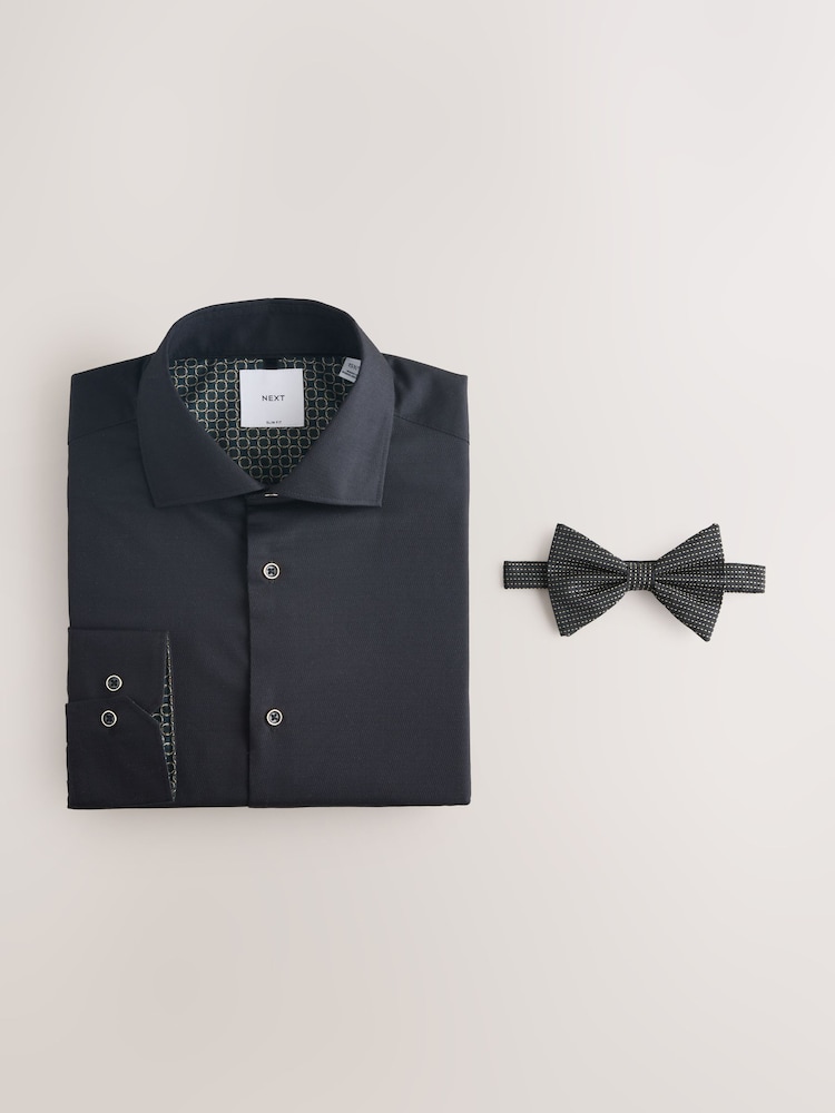 Buy Black/Gold Slim Fit Occasion Shirt and Bow Tie Pack from Next USA