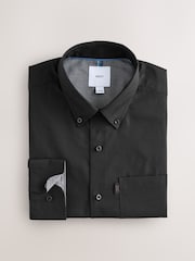 Black Slim Fit Button Down Easy Iron Oxford Shirt - Image 5 of 7