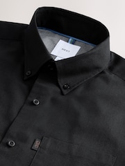 Black Slim Fit Button Down Easy Iron Oxford Shirt - Image 6 of 7