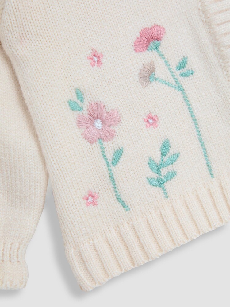 JoJo Maman Bébé Floral Embroidered Cardigan - صورة 2 من 3 JoJo Maman Bébé Floral Embroidered Cardigan - صورة 2 من 3