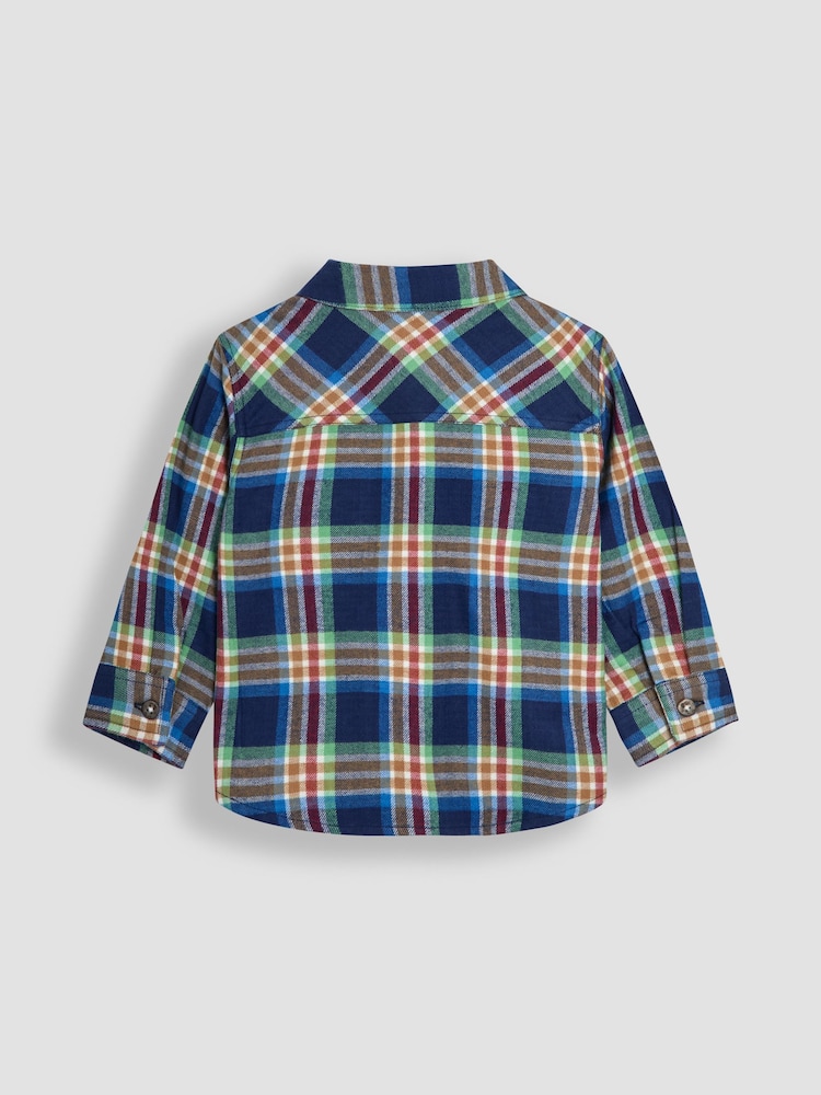 JoJo Maman Bébé Navy Blue Brushed Shirt - Image 2 of 3