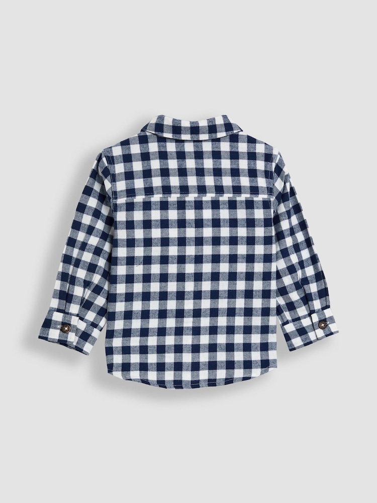 JoJo Maman Bébé Blue Brushed Shirt - Image 2 of 3