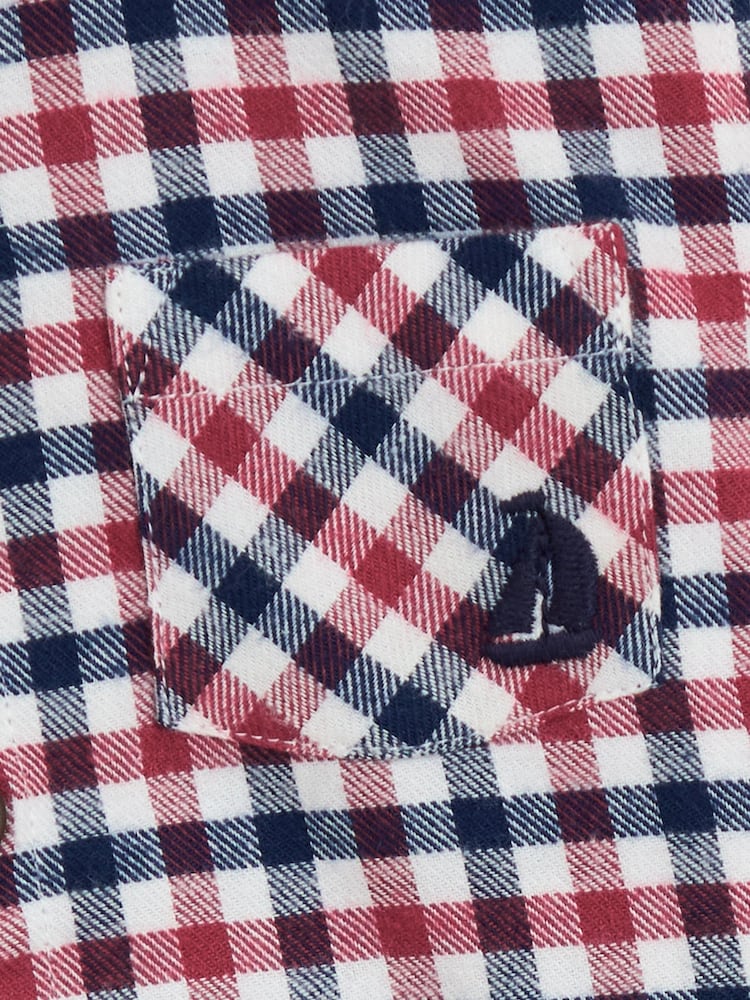 JoJo Maman Bébé Burgundy Red Tattersall Check Shirt - Image 3 of 3 JoJo Maman Bébé Burgundy Red Tattersall Check Shirt - Image 3 of 3