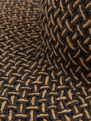 Reiss Black/Natural Sonia Straw Basket-Weave Sun Hat - Image 4 of 5