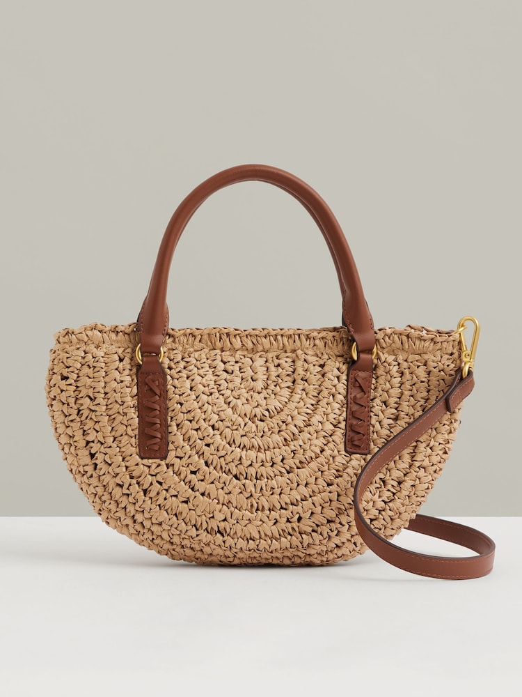 Reiss Natural Eden Raffia Woven Cross-body Bag - Image 1 of 5