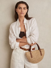 Reiss Natural Eden Raffia Woven Cross-body Bag - Image 2 of 5