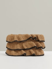 Reiss Raya Raffia Ruffle Clutch Bag - Imagen 1 de 5