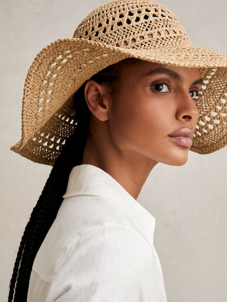 Reiss Natural Rosie Straw Sun Hat - Image 2 of 4