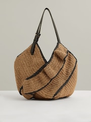 Reiss Natural Olescha Raffia Ruffle Tote Bag - Image 1 of 5