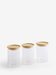 Set of 3 Clear Small Glass Storage Jars - Image 4 of 4