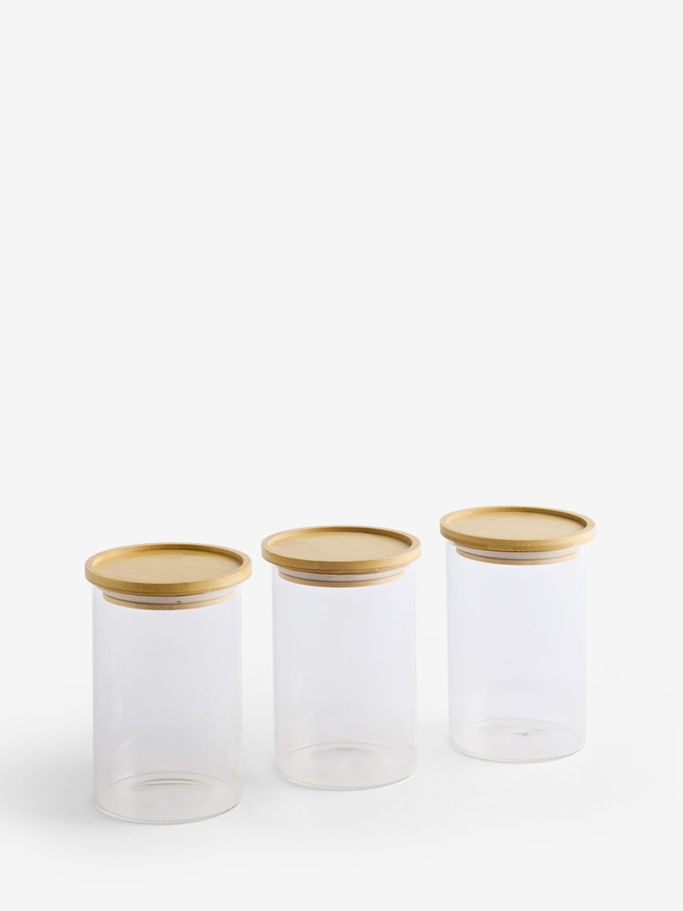 Set of 3 Clear Small Glass Storage Jars - Image 4 of 4